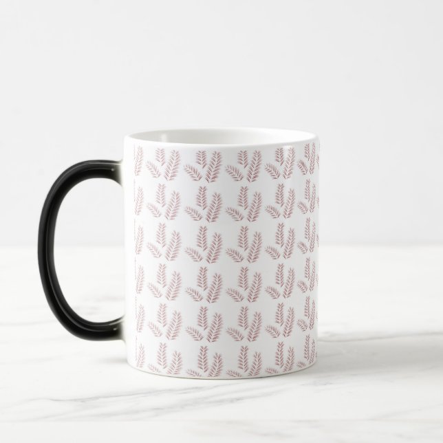 a white background with pink leaves on it magic mug (Left)