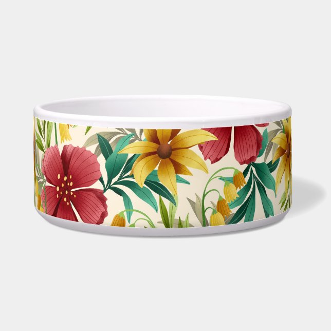A white bowl featuring a vibrant floral design  (Front)