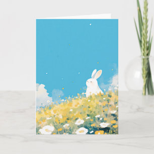 A White Bunny Meadow Card