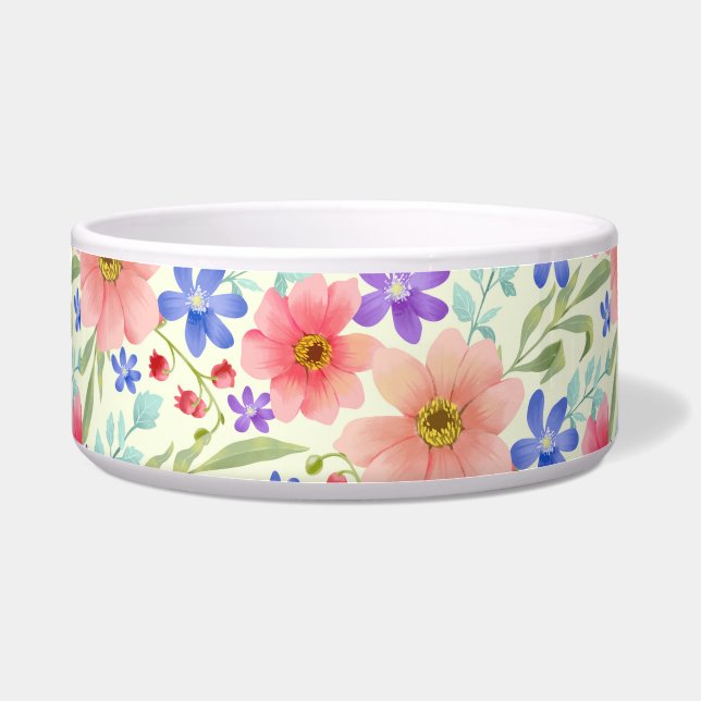 A white ceramic bowl with a colourful floral  (Front)