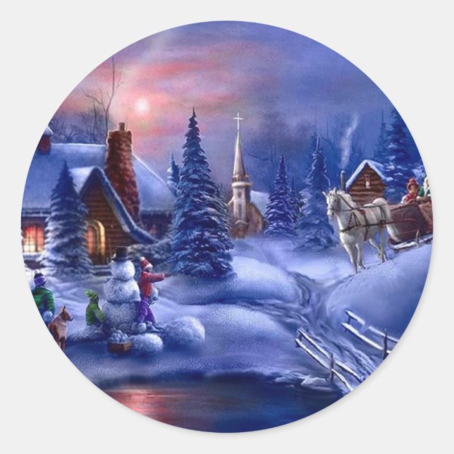 A White Christmas Classic Round Sticker (Front)