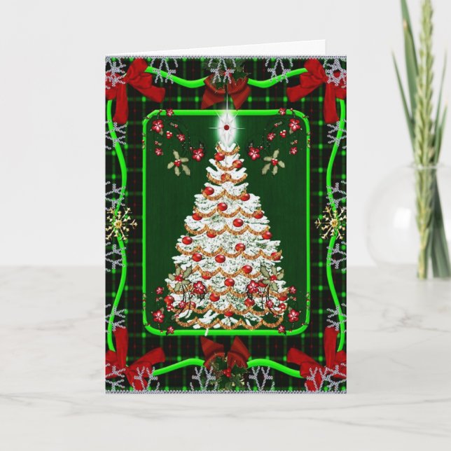 A White Christmas Tree with a very bright star Holiday Card (Front)
