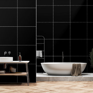A white clock displayed prominently against a soli wallpaper