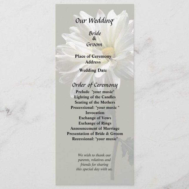 A White Daisy Programme (Front)