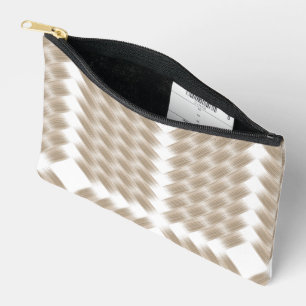 A white, equilateral triangle centred on a plain accessory pouch