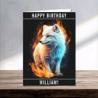 A White Fiery Arctic Fox Kit Happy Birthday Name