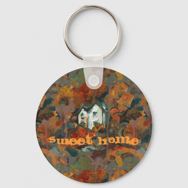 A White House & Autumn Trees Key Ring (Front)