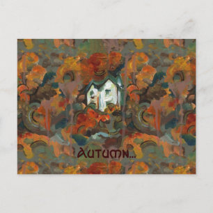 A White House & Autumn Trees Postcard