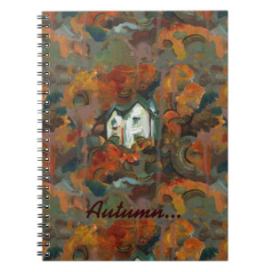A White House & Autumn Trees Spiral Notebook