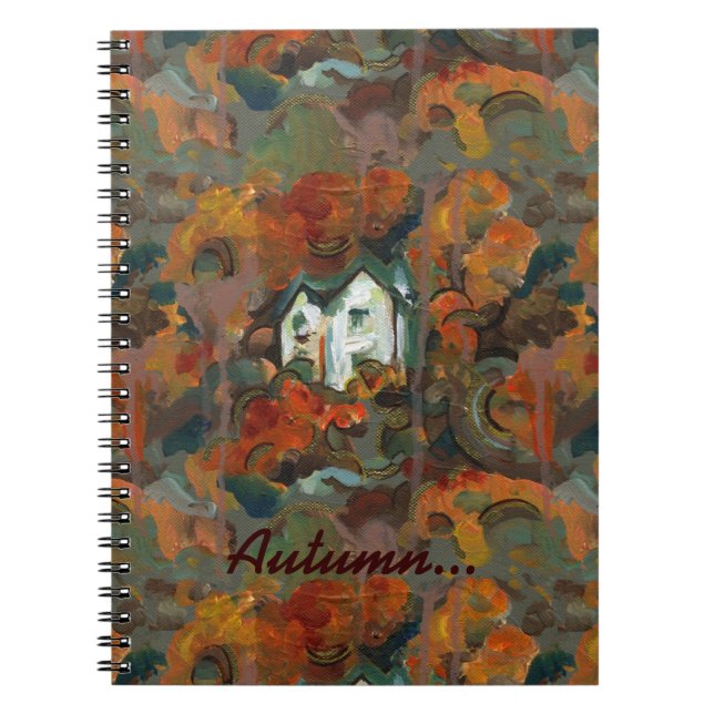 A White House & Autumn Trees Spiral Notebook (Front)