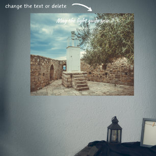 A White Lighthouse and an Olive Tree Poster