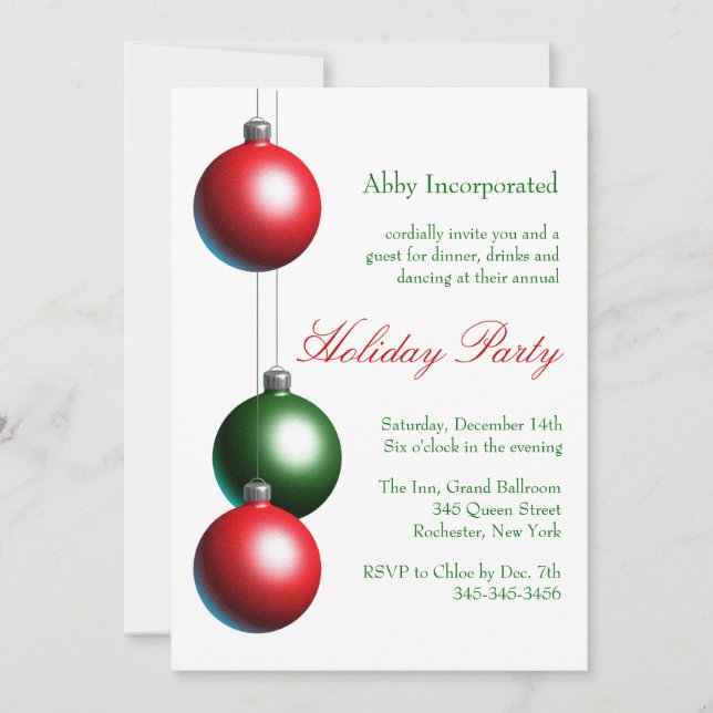 A White Ornament Holiday Invitation (Front)