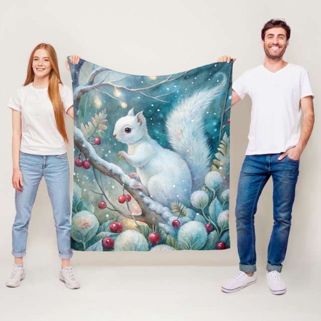 A White Squirrel Fleece Blanket (In Situ)