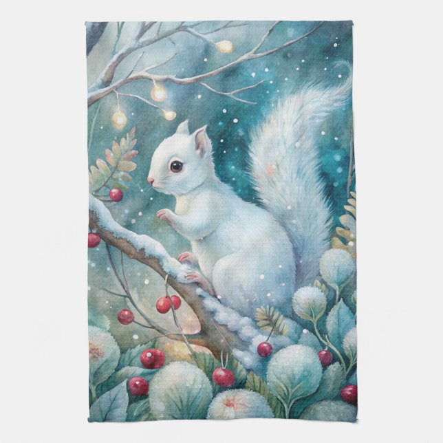 A White Squirrel Tea Towel (Vertical)
