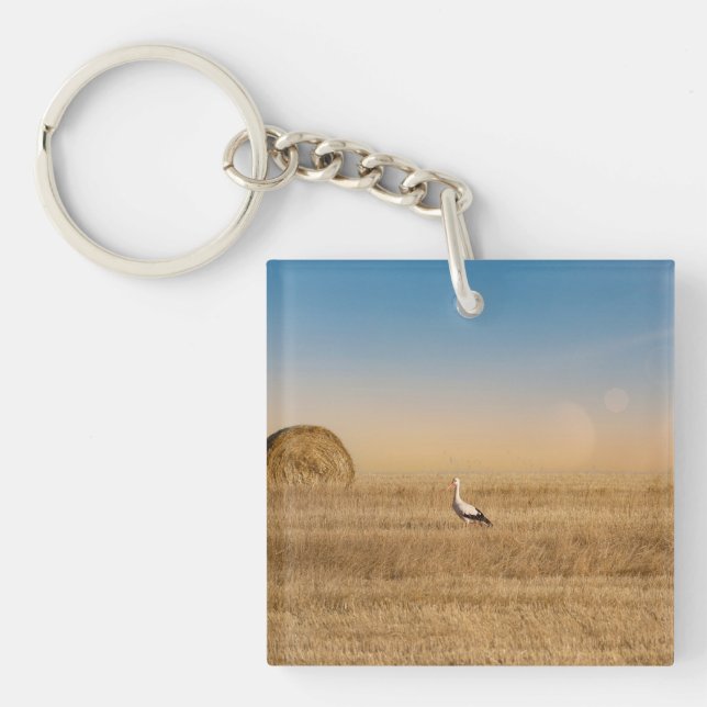 A white stork  key ring (Front)