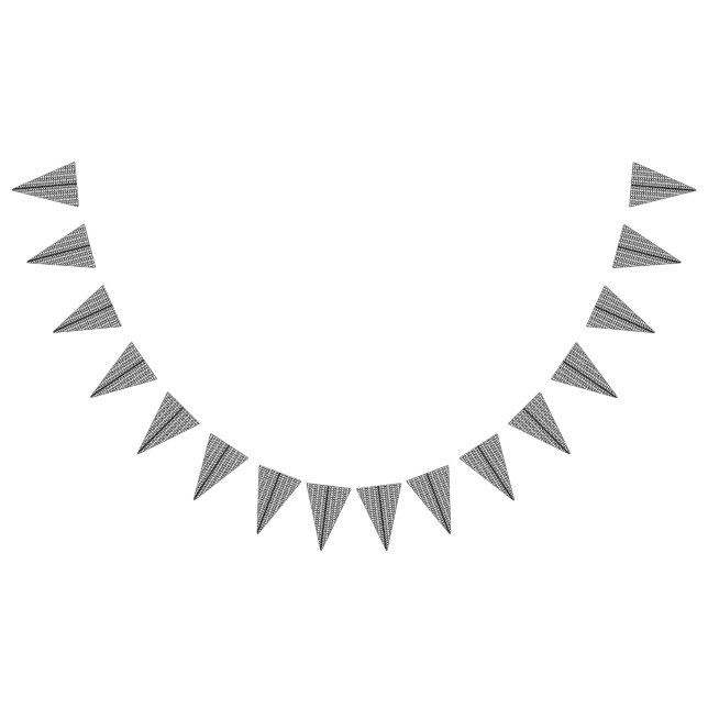 A white, symmetrical pattern featuring repetitive  bunting  (All)