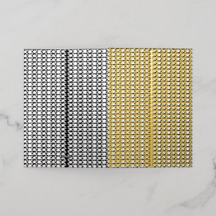 A white, symmetrical pattern featuring repetitive foil greeting card