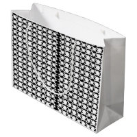 A white, symmetrical pattern featuring repetitive