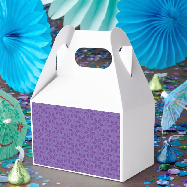 A white wrapping paper with a repeating pattern of favour box (Party)