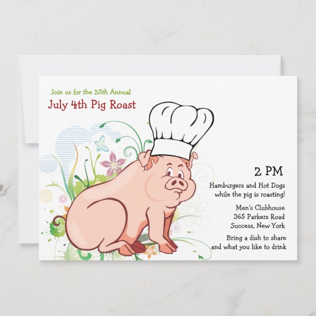 A Who Roast?  Pig Roast Invitation (Front)
