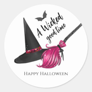A Wicked Good Time Happy Halloween Classic Round Sticker