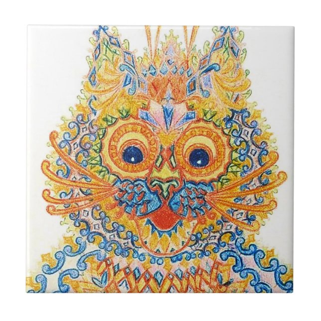 A Wide Eyed Cat, Louis Wain Tile (Front)