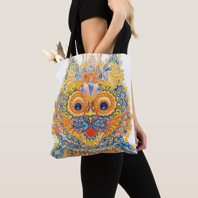 A Wide Eyed Cat, Louis Wain Tote Bag (Close Up)