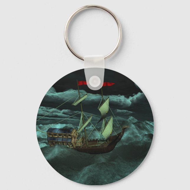 A Wild and Stormy Sea Keychain (Front)