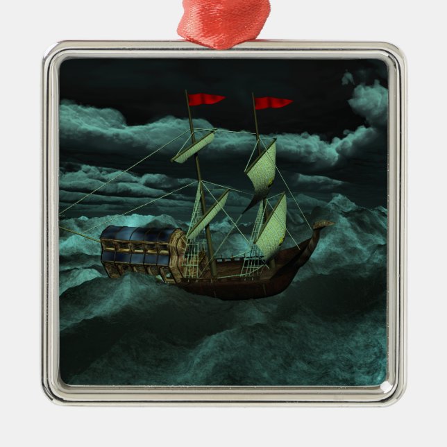 A Wild and Stormy Sea Ornament (Front)