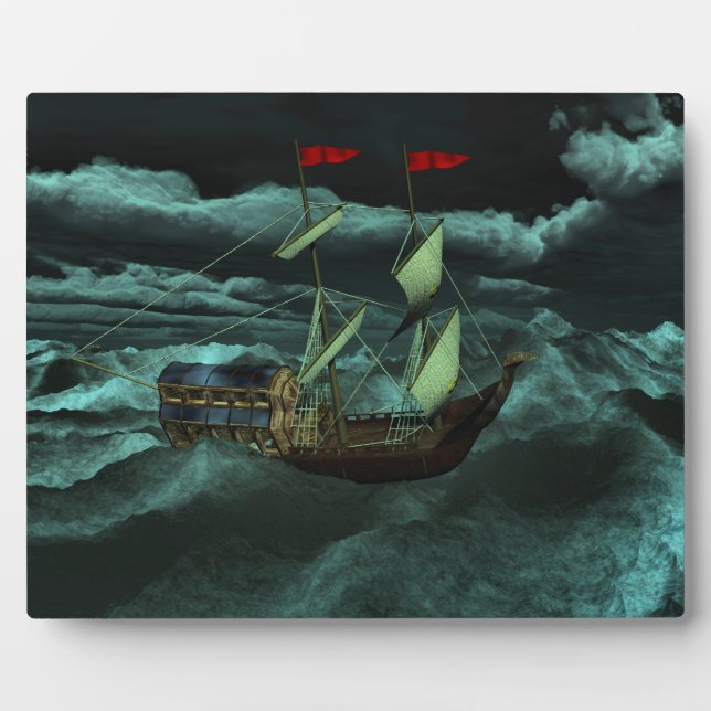 A Wild and Stormy Sea Photo Plaque (Front)