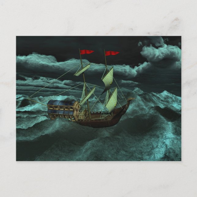 A Wild and Stormy Sea Postcard (Front)
