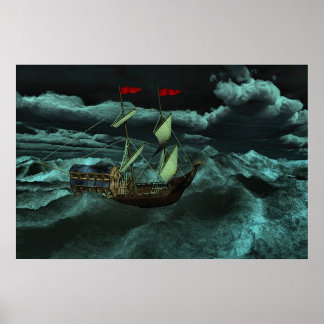 A Wild and Stormy Sea Print (Front)