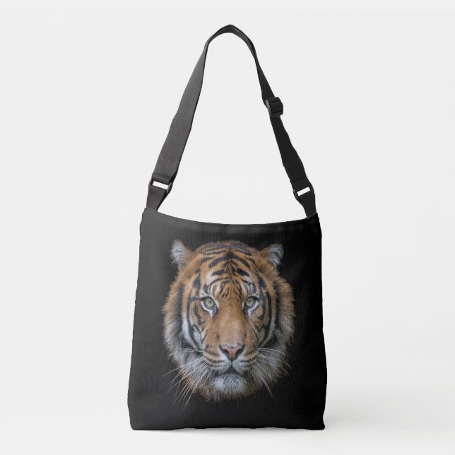 A wild Bengal Tiger face Crossbody Bag (Front)