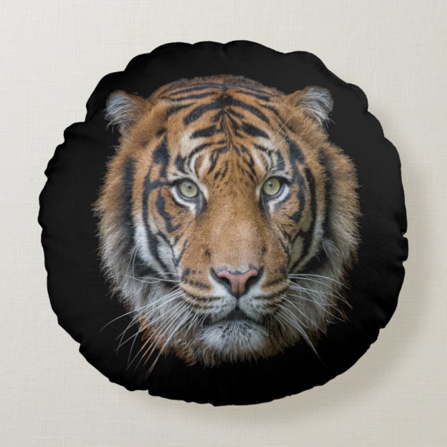 A wild Bengal Tiger face Round Cushion (Front)