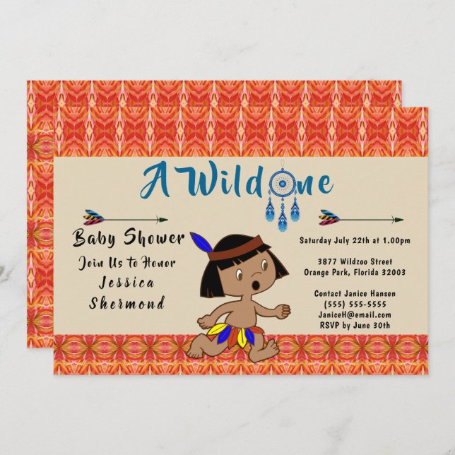 A Wild One Baby Shower Tribal Arrows Abstract Card (Front/Back)