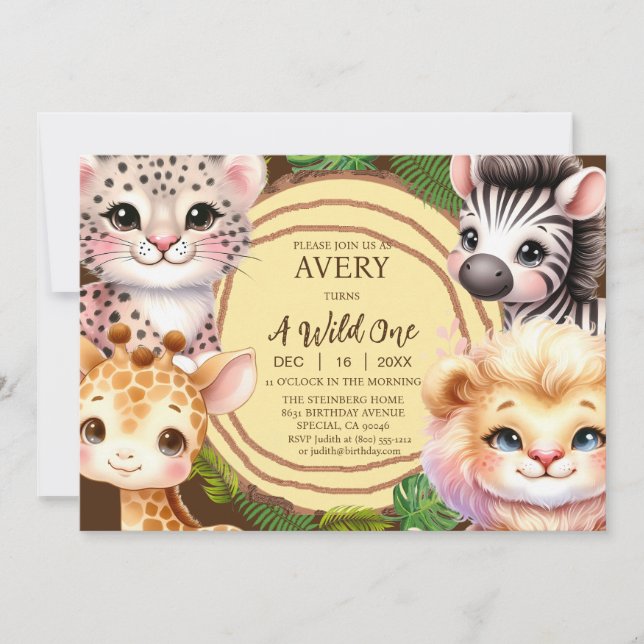 A Wild One Boy's First Birthday Invitations (Front)