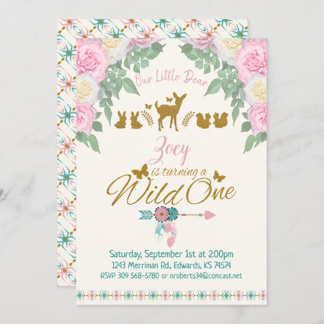 A Wild One - First Birthday Invitation (Front/Back)