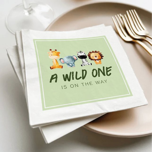 A Wild One Is On The Way Safari Baby Shower Napkin (Creator Uploaded)