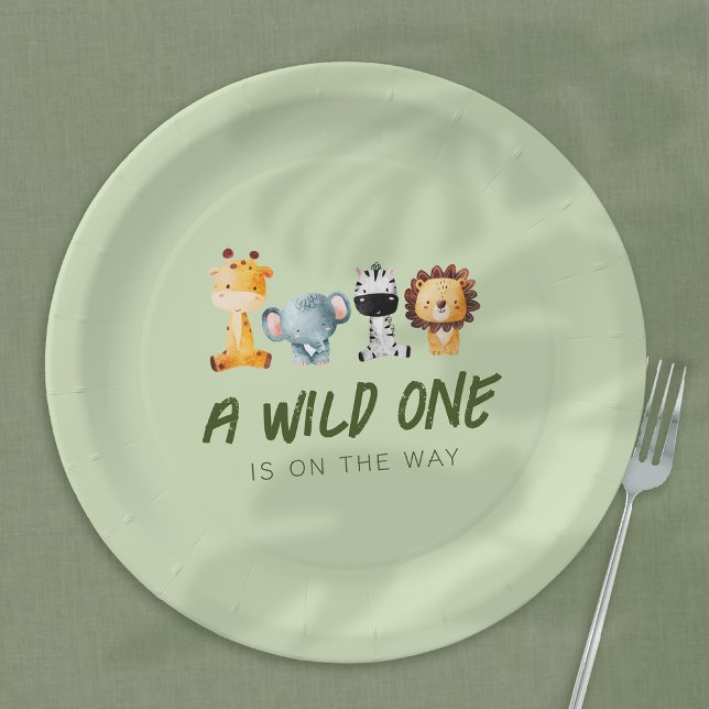 A Wild One Is On The Way Safari Baby Shower Paper Plate (Creator Uploaded)