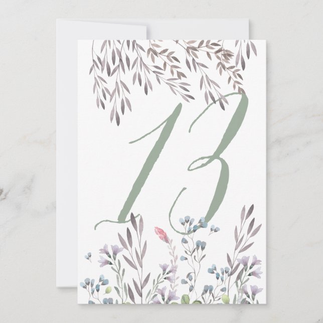 A Wildflower Wedding Table No. 13 Double Sided Invitation (Front)