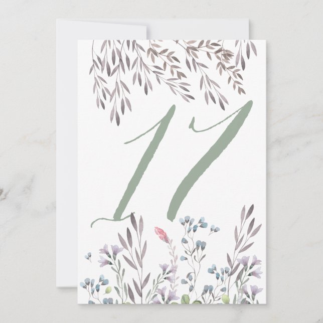 A Wildflower Wedding Table No. 17 Double Sided Invitation (Front)