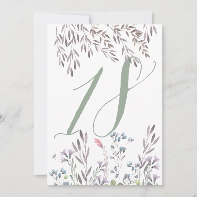 A Wildflower Wedding Table No. 18 Double Sided Invitation (Front)