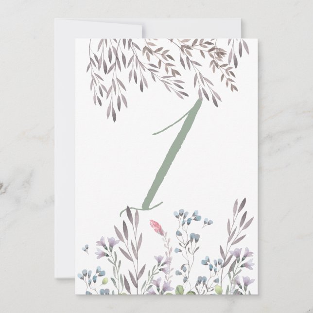 A Wildflower Wedding Table No. 1 Double Sided Card (Front)