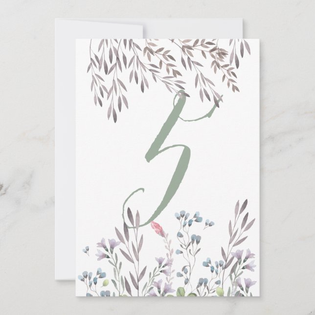 A Wildflower Wedding Table No. 5 Double Sided Card (Front)
