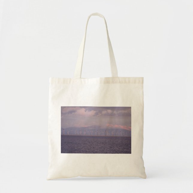 A Wind Farm On The Irish Sea near Liverpool, Tote Bag (Front)