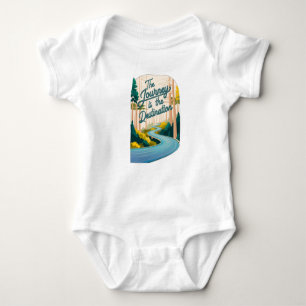 A winding road cutting through a forest baby bodysuit