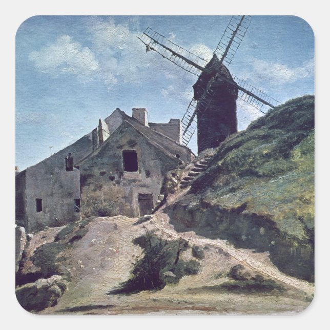A Windmill at Montmartre, 1840-45 Square Sticker (Front)