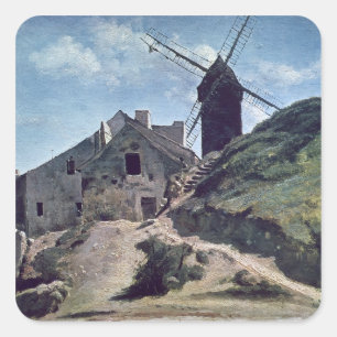 A Windmill at Montmartre, 1840-45 Square Sticker
