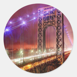 A windy and rainy evening view from Fort Lee Classic Round Sticker