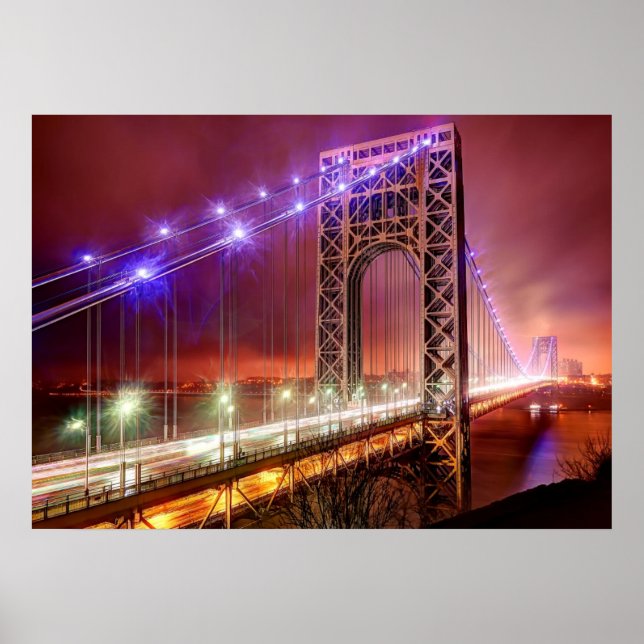 A windy and rainy evening view from Fort Lee Poster (Front)